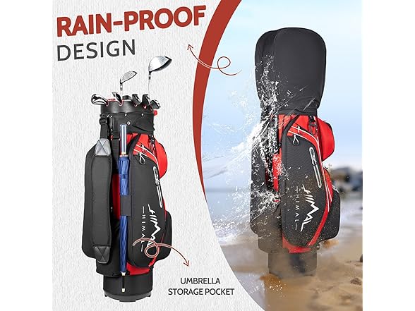 UNIHIMAL BC6275260307559 Red Golf Cart Bag Pro