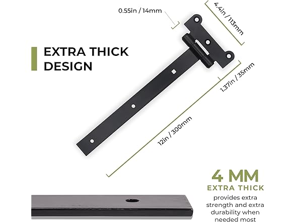 12" Black Door Hinges – 2Pcs