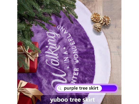 yuboo Purple Lavender Tree Skirt, 36" Faux Fur