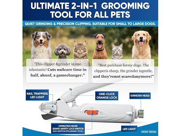 2-in-1 Dog & Cat Nail Clippers and Grinder wi