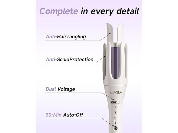 TSUYAGLA White 1"-1.25"-1.5" Barrels Automatic Curling Iron