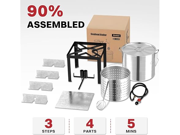 100QT Seafood Boiling Kit w/ Cover & 16" Skimmer