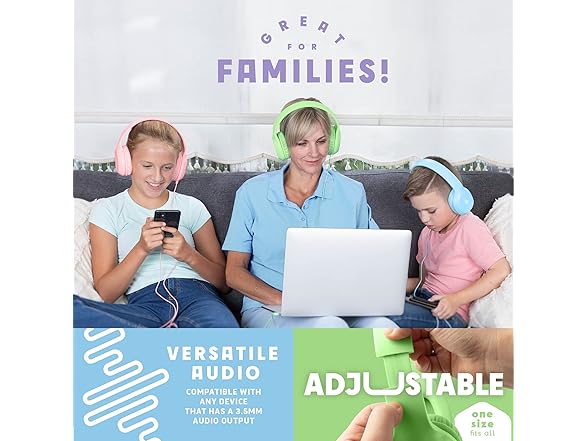 (5 PACK) Sonitum Kids 3.5mm Wired Headphones