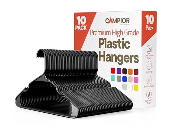 Black Plastic Hangers 10 Pack