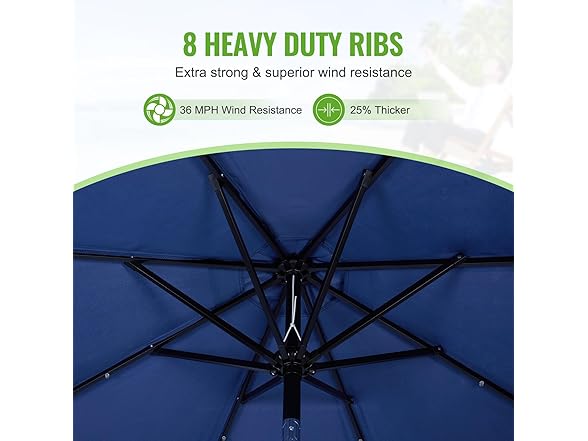 Backyard Expressions 9FT Solar Patio Umbrella Blue