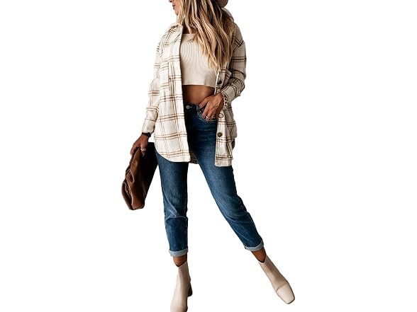 Nufiwi Women (M) Casual Flannel Shirt Down Top