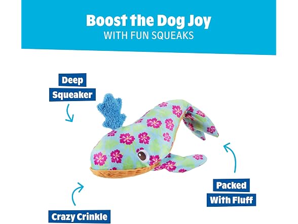 BarkBox Hawaiian Humpbark Whale Dog Toy - Gallery 4