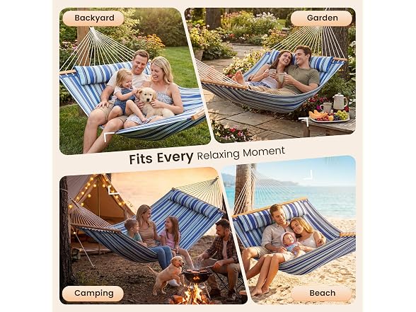 Everyfun Double Hammock with Spreader Bar - 2 Person