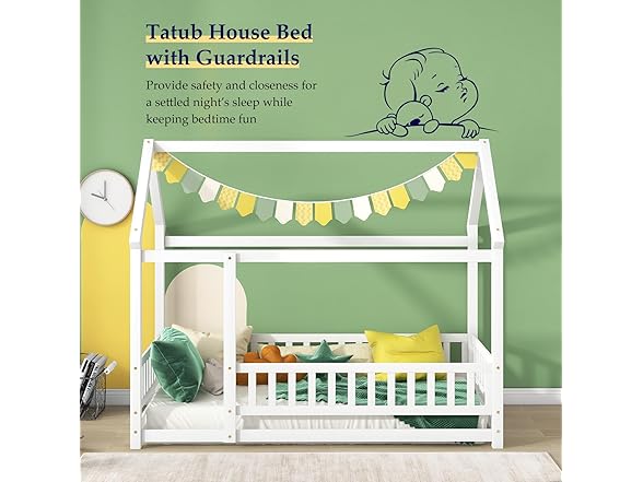Tatub Kids Twin White House Canopy Bed