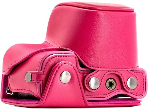 MegaGear Ever Ready Leather Camera Case and Strap (Hot Pink)
