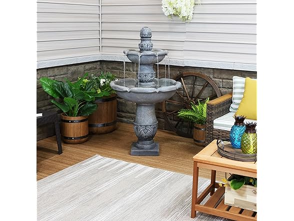 Sunnydaze 50" 2-Tier French Garden Outdoor Fountain