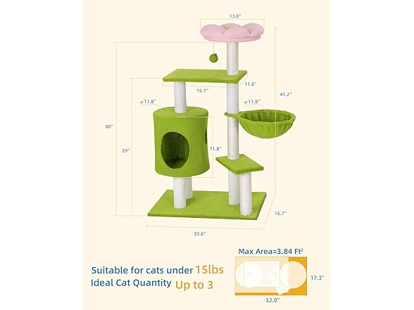 Flower Cat Tree with 3 Scratching Posts