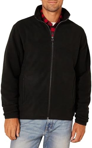Amazon Essentials Men's Full-Zip Fleece Jacket (Available in Big & Tall), Black, Small