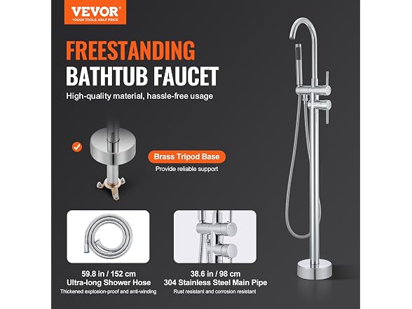 VEVOR Freestanding Bathtub Floor Mount Faucet