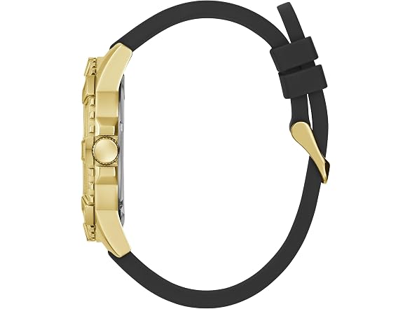 Guess Men's 50mm Watch - Black Silicone Gold Tone