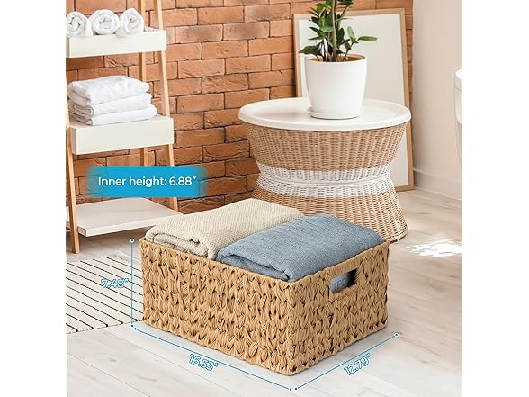JS HANGER Large Woven Rattan Storage Basket 