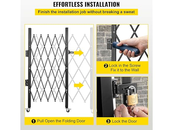 VEVOR Single Folding Security Gate, 5' H x 5-1/2' W