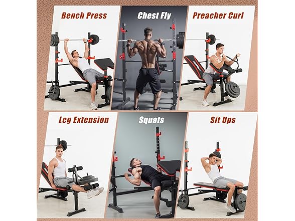 Weight Bench Set W/ Squat Rack