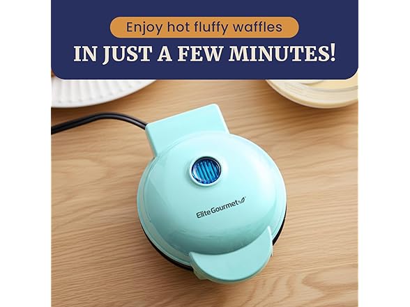 Elite Gourmet Electric Nonstick 4.5-inch Mini Waffle Maker 847275