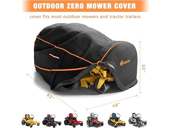 GREENER Zero Turn Lawn Mower Cover (800D) Black