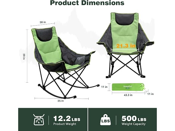 SUNNYFEEL Green 2pk Rocking Camping Chair