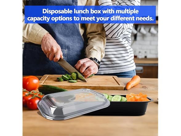 50 Pack (100-Piece) - 38oz Meal Prep Containers 