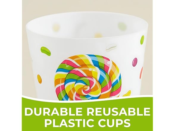 Fun Express Candy World Party Plastic Favor Cups - 8 Count