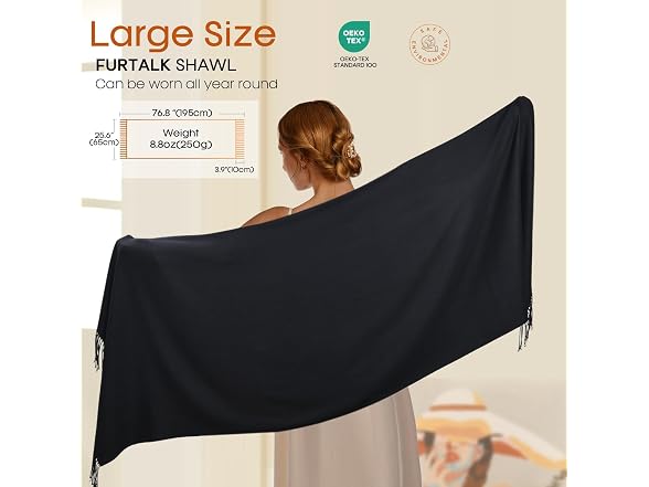 FURTALK Shawl, Black
