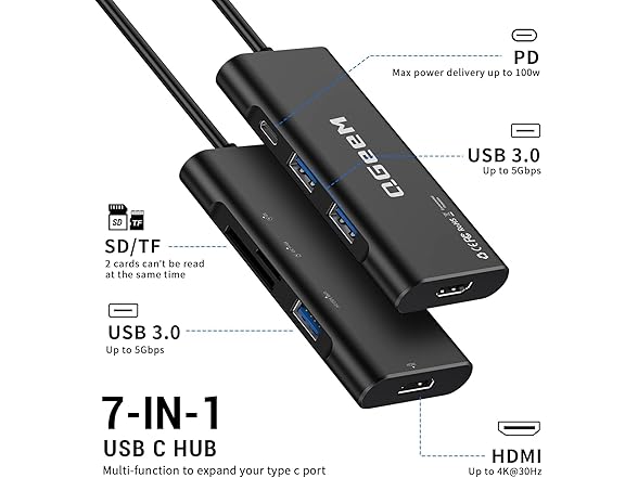 QGeeM USB-C 7-in-1 Dongle