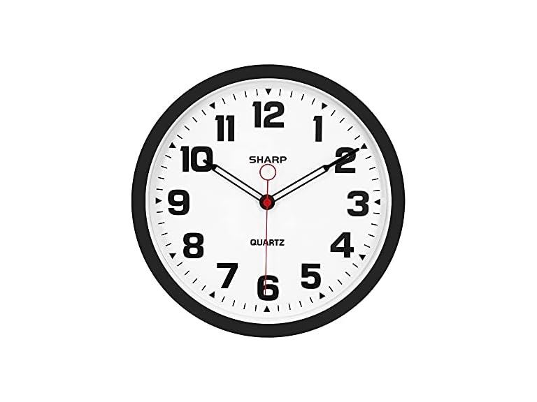 SHARP Matte Black Wall Clock 12"