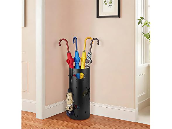PrecisionAuto Spacious Black Metal Umbrella Stand 