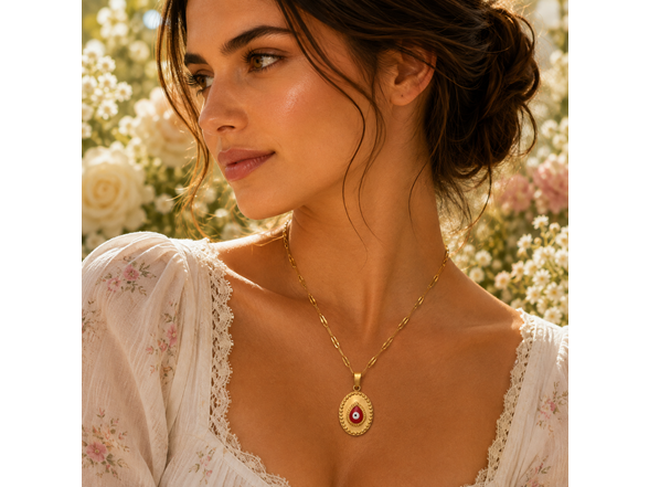 18K Gold Red Protective Eye Necklace