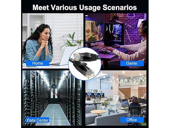 CableGeeker Cat6 Cable 10Ft - 10-Pack, Black