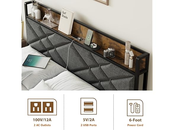 GAOMON Queen Metal Bed, Charging
