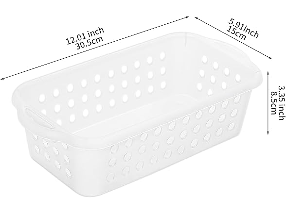 Cetomo Plastic Storage Baskets with Handle,Transparent, 12 Pack
