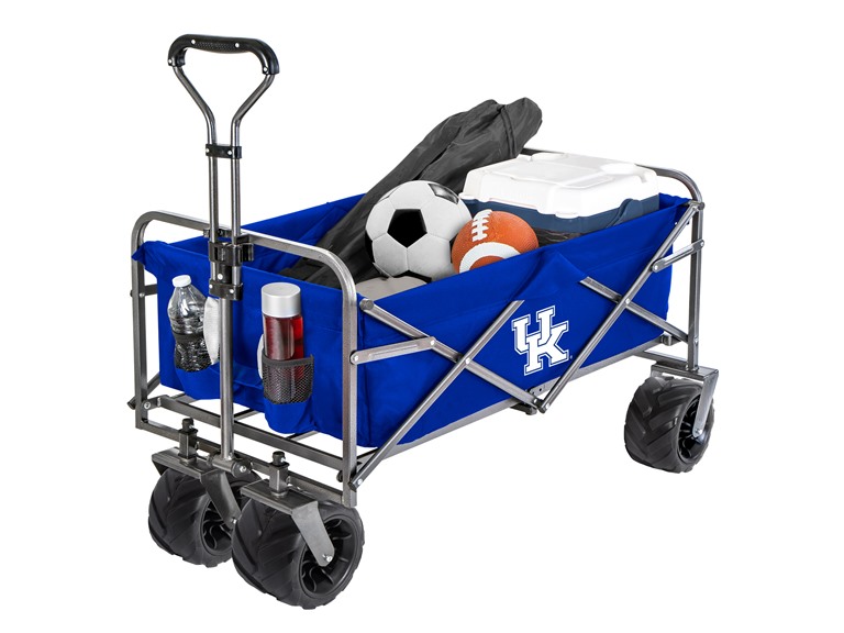 Smart Design Collegiate Heavy-Duty Utility Collapsible Sports Wagon – Heavy Duty Wheels Beach Cart - 20.15 x 35.5 x 22.5 inch- KENTUCKY