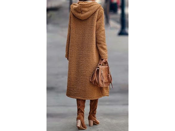Angashion Women (S) Fuzzy Fleece Lapel Fur Jackets
