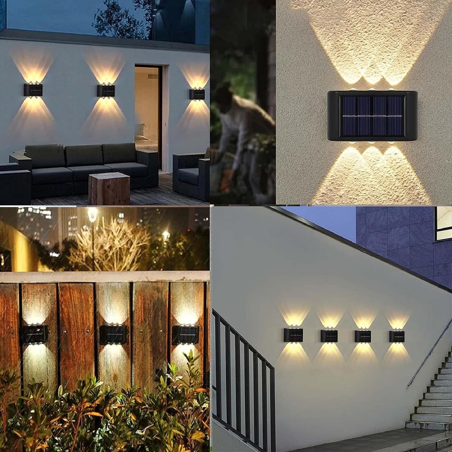4-Pack Solar Wall Light Sconces - Gallery 12