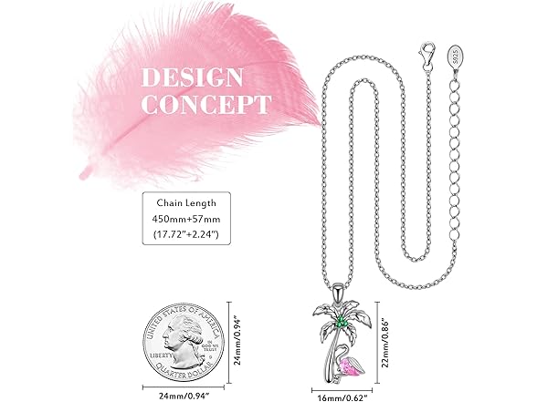 AGNURCADE Necklace Tropical Tree Flamingo