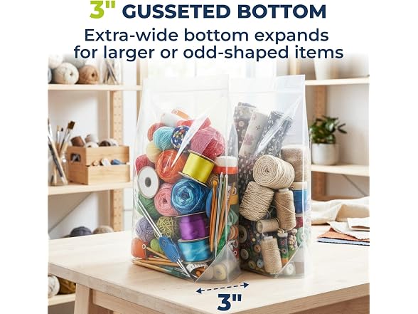 Gusseted Reclosable Bags with Bottom Gusset, Pack of 15