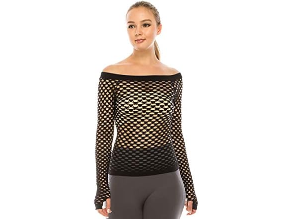 Kurve Women (X-Small-Medium) Stretchy Fishnet Top