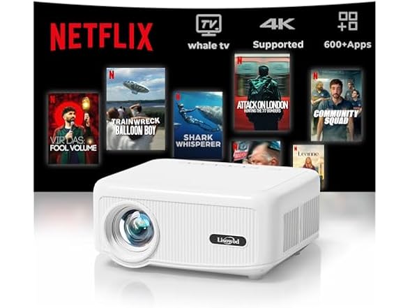 Lisowod 1080P Projector with WiFi and Bluetooth