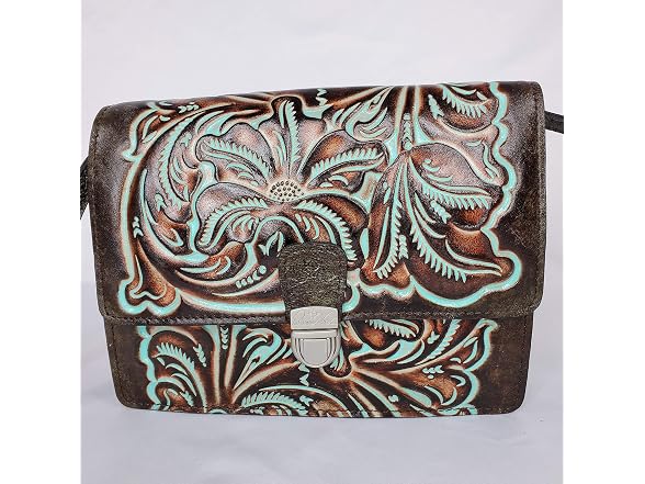 Patricia Nash WOMEN'S TOOLED COLLECTION LAURENTINA MEDIUM LEATHER CROSSBODY BAG PURSE