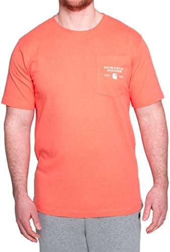 Carhartt Men's Relaxed Fit Heavyweight Short-Sleeve Pocket Logo Graphic T-Shirt, Electric Coral, Medium