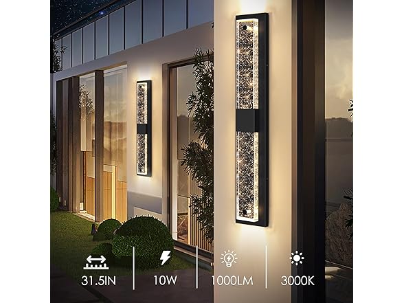 BesLowe Wall Lights, 31.5in W Crystal Bubble Glass 2Pk