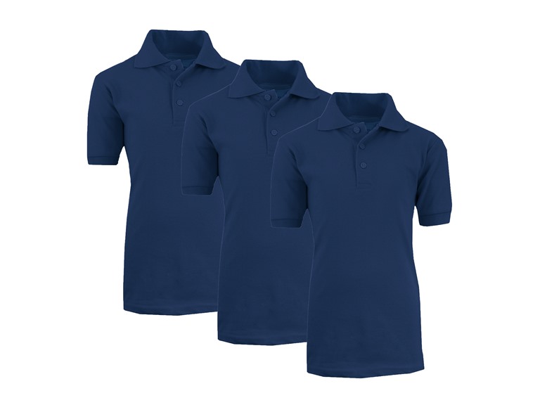 GBH WC-----(3-Pack Boy's Polos) ZBE / NV-NV-NV / 4 4 3PK Boys Short Sleeve School Polo Navy x3