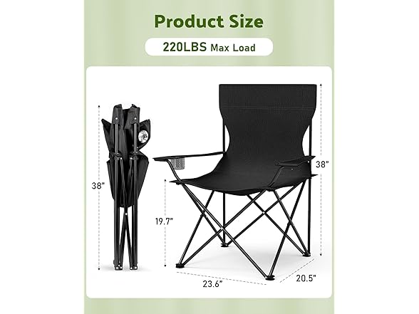 YSSOA Portable Folding Chair, 2-Pack