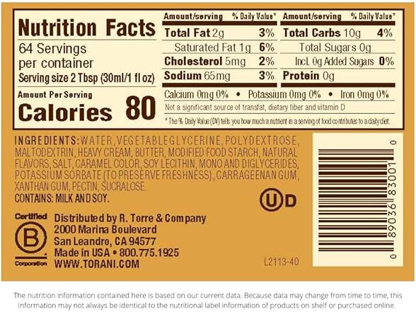 Torani Sugar Free Sauce, Caramel, 64 Oz