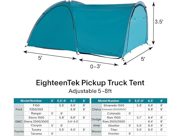 EighteenTek Truck Bed Tent Pop Up 