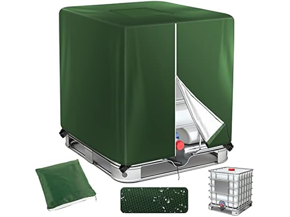 Green Zipper IBC Tote Cover, 275 Gallon
